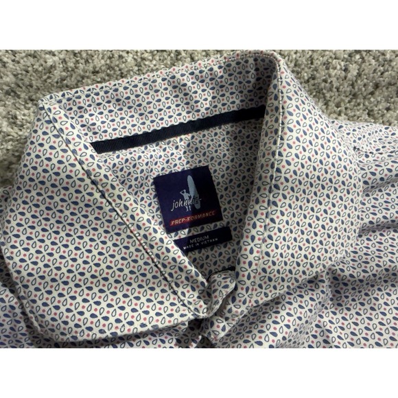 Johnnie O Prep Formance Short Sleeve Mens Medium Red White Blue Shirt - Picture 2 of 7